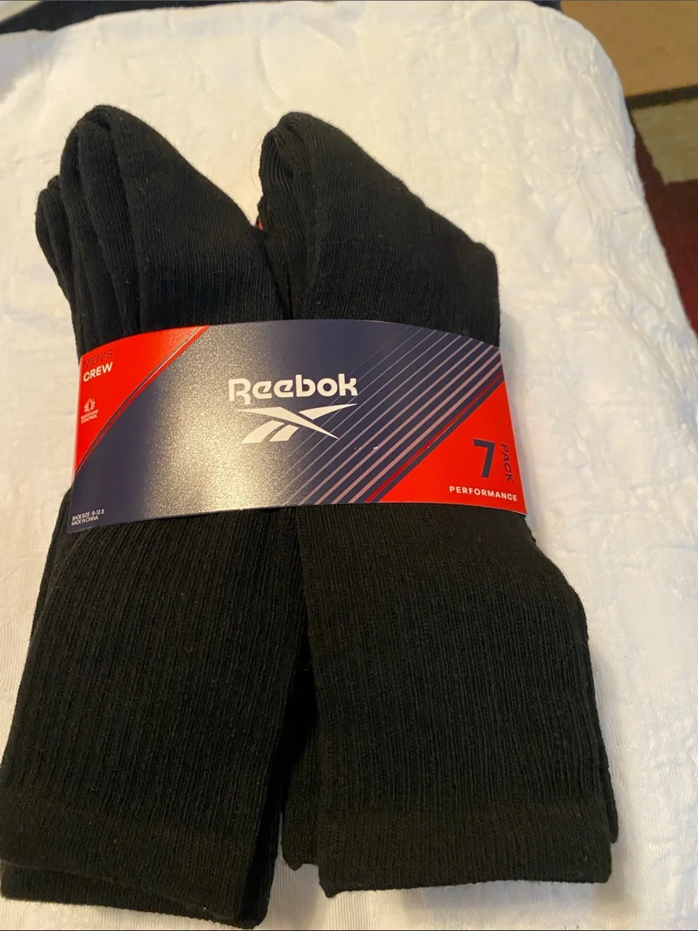 Reebok Black Men's Performance Crew Socks - 7 Pack
